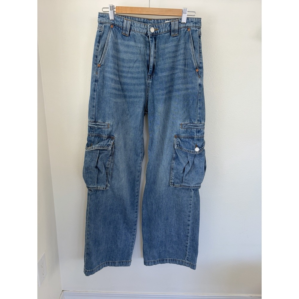 BLANKNYC The Franklin Cargo Jeans 90's Y2K Size 29‎ Wide Leg High Waisted Blue